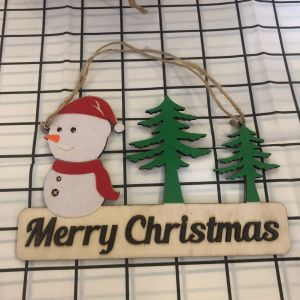Bảng gỗ merry christmas cây thông và con vật xinh xắn kích thước 25cm tặng móc dán trang trí mùa giáng sinh