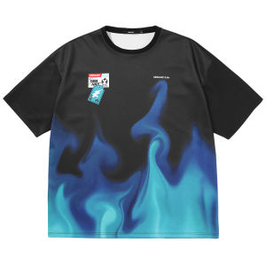 Genanx Lightning Tide Brand New Short Sleeve Summer Gradient Color Print Casual Loose Versatile Leisure T-Shirt for Couples