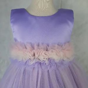 Big Joy Baby Formal Gown Daniela with 3 Raffles Combination Yellow Purple For Ages 3 to 24 Months Old 564282