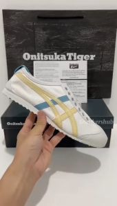 Sepatu 0nitsuka Tiger Mexico66 Slip On White Cream Blue Free Paperbag