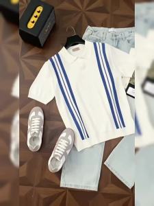 ZHUOCAN | Áo Polo Sọc Đa Màu Phong Cách Cổ Điển