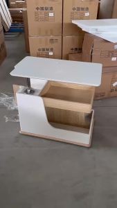 Trolley coffee table living room household small apartment rock plate small table cream style lifting tea table sofa movable side table