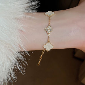 C.three Four Leaf Clover Bracelet Light Luxury High-end Bracelet Niche Zircon Flower Bracelet