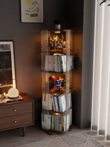 DONGMU | Acrylic Wooden Rotatable Bookshelf