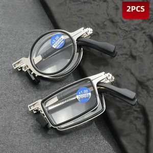 Retro Folding Reading Glasses for Men / Women Metal Frame Anti-blue Light Eyeglasses with Free Case