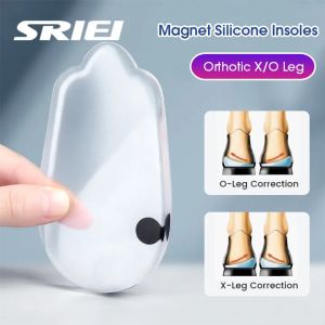 SRIEI 1Pair Magnet Silicone Insoles O/X Type Gel Orthopedic Heel Pads Magnetic Therapy Shoe Insoles Corrector Valgus Foot Shoe Insole Insert Feet Care
