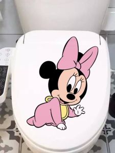 Cartoon Toilet Lid Stickers Waterproof Bathroom Decorative Funny Toilet Paper Home Decorations Self Adhesive Wall Decals