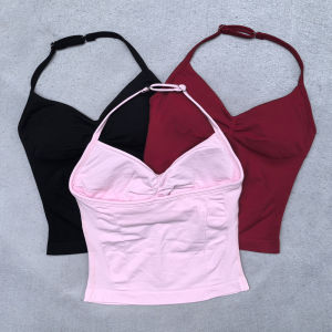 Adjustable Longline Strappy Yoga Vest Gym Clothes Women Scrunch Built-in Bra With Removable Cups Yoga Tank Tops Sports Vest