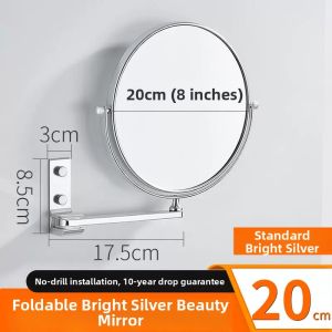Bathroom Makeup Wall-mounted Folding Lighted Double-sided Mirror