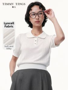 TAMMY TANGS | Puff Collar Youthful Short-Sleeved Crop Knitwear