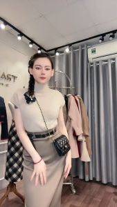 Áo Len Tay Cộc Vai Hến chất Len Thỏ bo chun cổ leo 3cm thời trang sành điệu sang trọng - Freesize 40-60kg