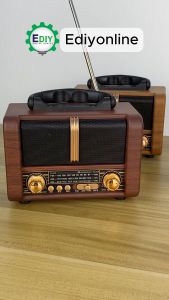 【NEW】 Vintage Rechargeable Radio Strong FM Receiver Wireless Bluetooth Speaker USB TF Mp3 TWS wood wooden color 收音機