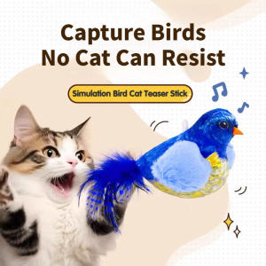 Pet Toy Simulation Bird Plush Toy Interactive Dog Sounding Toy With Feather Catnip Cat Teaser Stick