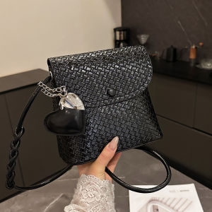 Casual Crossbody Bag with Woven Pattern Single Shoulder Phone And Coin Purse Versatile Design Simple Style Retro Aesthetic