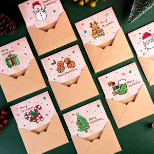 Christmas Greeting Card Creative Cute Retro Cowhide DIY Gratitude Card Minimalist Ins Style Fancy Valentines Day Student Birthday Message Blessing Thank-You Card Handwriting Blank Couple Confession Envelope