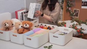 กล่องใส่ของ กล่องพลาสติกพร้อมฝาปิด กล่องเก็บของ พร้อมฝา สีขาว ประหยัดพื้นที่ อเนกประสงค์ มี5ขนาด