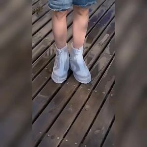 1 Pair Waterproof Shoe Covers Non-slip Reusable Rain Snow Boots Women Men PVC Silicone Sole Overshoes Protectors In Rainy Days