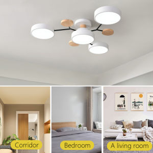 3 Warna Dipimpin Lampu Langit-langit Modern Gantung Kayu Minimalis Ruang Tamu Langit-langit Kamar Tidur Nordic Hias 3 Warna Lampu Gantung LED Nordic Modern Minimalis Gaya Lampu Langit-langit Bola Kayu Lampu Gantung LED Tamu Dapur Lampu