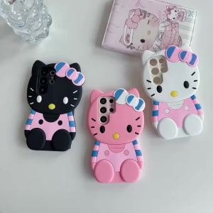 Sanrio | Kawaii Striped Bow Hello Kitty Phone Case For iPhone 17 16 15 14 13 12 11 Pro Max Plus Soft Silicone iPhone 6 7 8 SE Back Cover