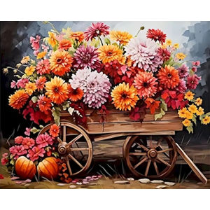KAYOU | 40x50cm Painting By Numbers Flower Cart Landscape Drawing on Frameless Canvas for Adults Wall Decor Handmade Gift