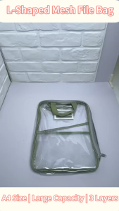 A4 3-Layer Mesh Clear Bag Folder Organiser Textbook Bag Stationery Storage Bag For School Office