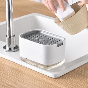 Myelement High-Quality Soap Dispenser for Kitchen Sink Countertop Soap Pump with Sponge Caddy Sponge Holder