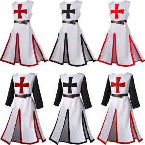 Halloween Knights Templar Robe Medieval Retro Costume Plus Size Prom Party Stage Costume Cloak
