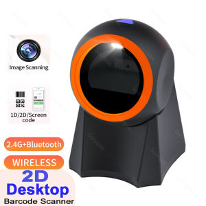 Soonpos Auto Sensing Wireless Desktop Barcode Scanners USB 2.4G Bluetooth 1D 2D QR Code  Bar Code Reader for Supermarket Warehouse