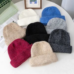 สไตล์ใหม่ฤดูหนาว WARM สีทึบ Slouchy หมวกฤดูหนาวหมวกหมวก Y2k หมวกอบอุ่นสําหรับหมวกผู้หญิงฤดูหนาวกลางแจ้งถักสาวหมวก