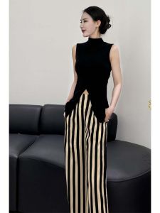 SHANGSHA | Summer Stylish Slimming Sleeveless Black Suit