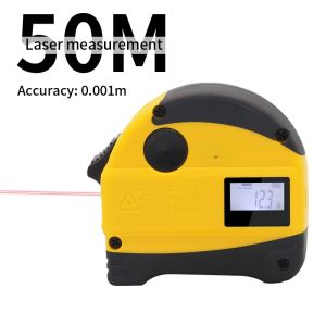 KELLAT 2 in 1 50M Laser Measure Digital Distance Meter 5M Tape Measure Handheld Rangefinder Tool