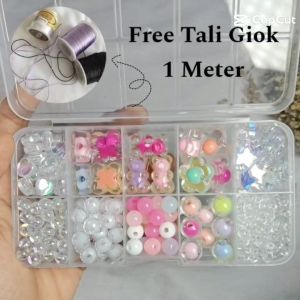 manik manik 1 set kotak/ manik untuk membuat gelang kalung dan gantungan hp/ aesthetik/ diy
