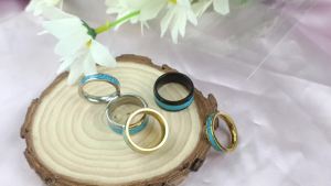VQYSKO Turquoise Band Tungsten Ring Mens Womens Wedding Band The Caribbean Ring Turquoise Ring for Men Anniversary Ring