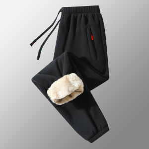 Mens Winter Warm Fleece Pants with 2 Zip Pockets Thickened Fleece Jogger Pants Snow Cold Thermal Sweatpants Plus Size 7XL 8XL