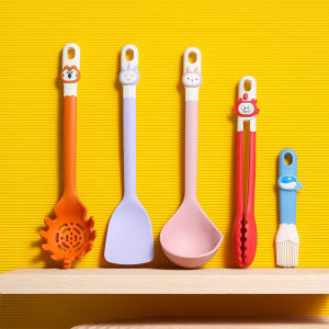 Didinika Silicone Cooking Utensil Set Non-Stick Pan Spatula Baby Food Accessories Soft Silicone Handle Kitchen Tools