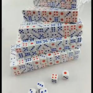 [15mm] Xí Ngầu Trắng Chấm Đỏ Xanh Loại 1 Xúc Xắc 15 Ly Cao Cấp Đồ Chơi Cá Ngựa Boardgame Thẻ Bài