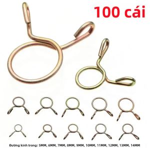 Bộ 100 Ống Xăng Mạ Kẽm Lò Xo Kẹp 5-14 Mm Kim Loại Nhiên Liệu Dòng Kẹp Ống Cho Thuyền Xe Máy-Kẹp Ống Tiêu Chuẩn