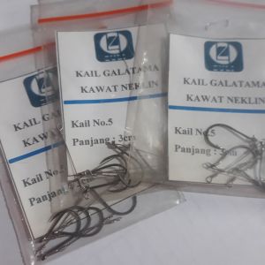 5pcs Kail Neklin Bawal No.5 Pengaman Kawat Neklin 3cm Kail Galatama Bawal dan Lele