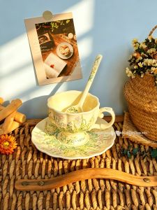 Elegant High-footed Ceramic Retro-style Afternoon Tea Coffee Cup