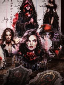 เคสโทรศัพท์มือถือ PET ลาย Vampires Gothic สไตล์ยุโรป ลายดอกกุหลาบ ตกแต่งด้วยสติกเกอร์ DIY สำหรับผู้หญิง