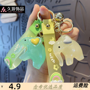 Cute Cartoon Elephant Doll Acrylic Crystal Student Bag Keychain Pendant Charms Fashionable Little Gift Decoration Accessories