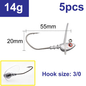 5Pcs/lot Fishing Jig Head Hooks with Diving Board 3.5g 5g 7g 10g 14g Sway Swimbait Bass Lure Baffle Fishhook for Angling