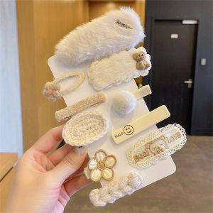 Autumn Winter Girls Plush Hairpin Bangs Hair Card Net Baby Girl Cute Cartoon Childrens Headwear Hair Accessories