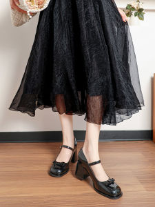 หวาน Mary Jane ผู้หญิง รองเท้า 2024 ใหม่ สไตล์ฝรั่งเศส ส้นหนาสบายเท้ากว้างไขมันเท้ารองเท้าส้นสูงแฟชั่นขนาดใหญ่รองเท้าเดียว