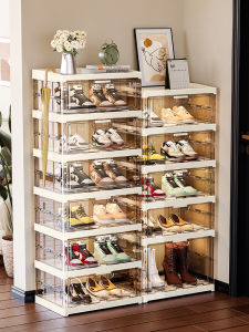 MEIZHUFU | Transparent Shoe Storage Box No Installation Foldable