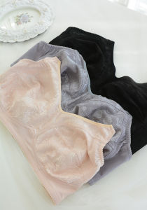 Ultra-Thin No-Sponge No-Ring Bra Reduced Chest Size No Fluorescent Agent Youth Women Summer Full Cup Fixed Strap U-Neck Back Four Rows of Buckles