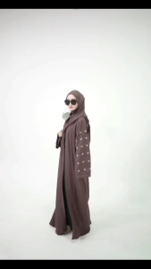 Gamis Jameela Mewah Lebaran - Set Abaya Poliester Hitam Berkilau/Burgundy/Deep Blue/Denim