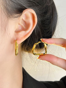 Geometric Irregular Womens Earrings Luxury Fashionable Titanium Steel Hoop Earrings Korean Style Fresh out Jewelry Accessories