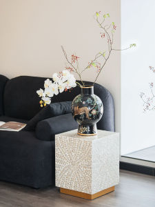 French Luxurious Shell Corner Table Living Room Sofa Tea Table Bedroom Nightstand Vintage Small round Table Seat Stool