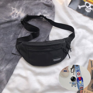 Casual Running Crossbody Bag for Men Student Personalized Waist Bag Oxford Cloth Zipper Closure Solid Color Leisure Square Shape